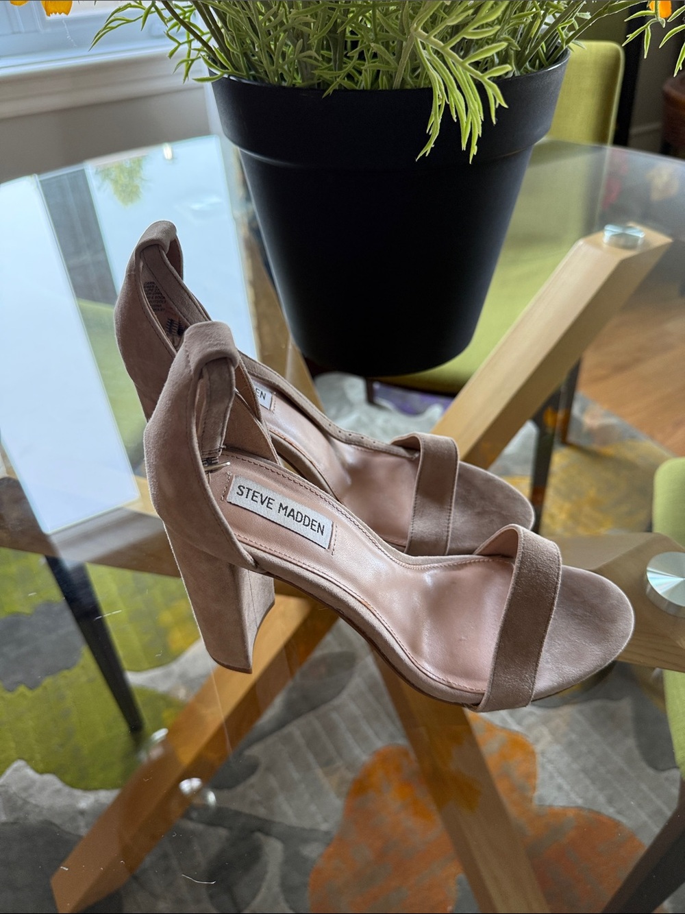 Steve Madden Taupe Suede Block Heel Sandals